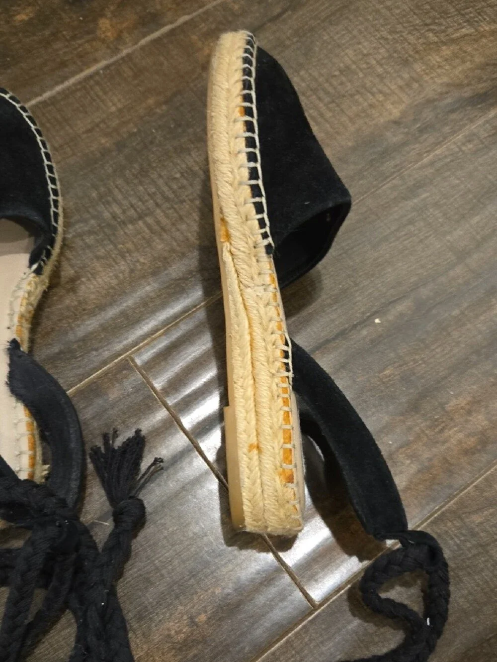 Steve Madden Black Suede Espadrille Lace-Up Flats